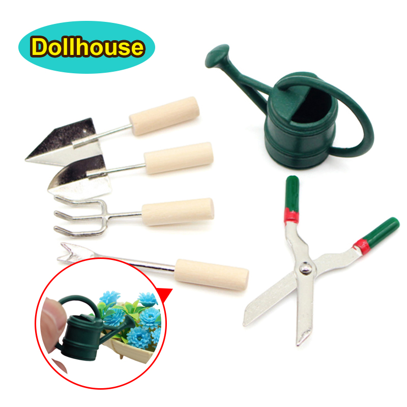 Gardening Tools Toys - 1/12 Dollhouse Simülasyon sulama kovası Kürek
