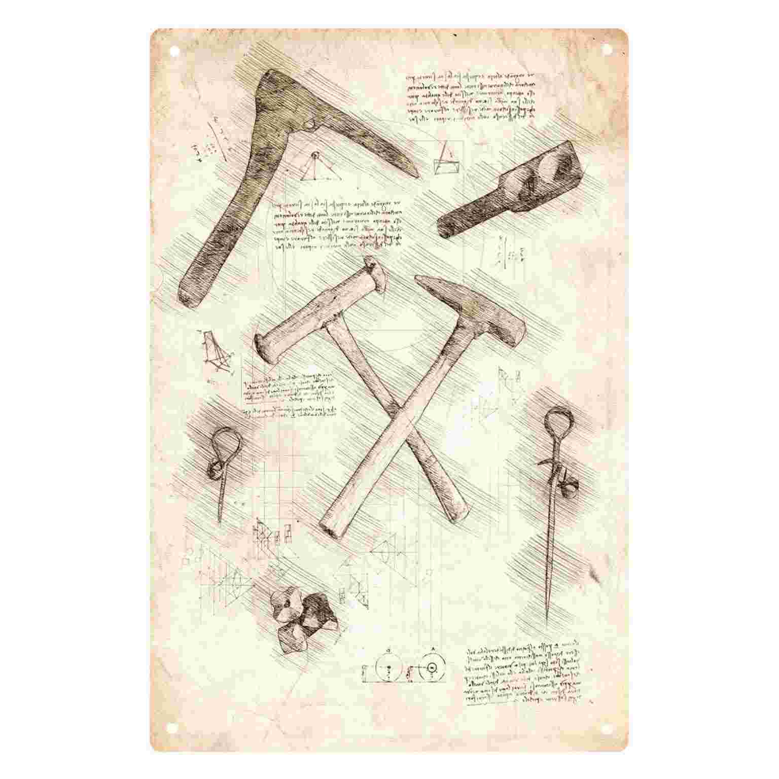 Gardening Tools Sketch - 2D DÜZ 1 adet Vintage Çekiç